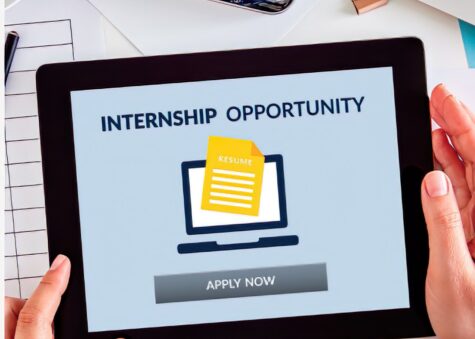 Internship opportunity Tablet picture with message